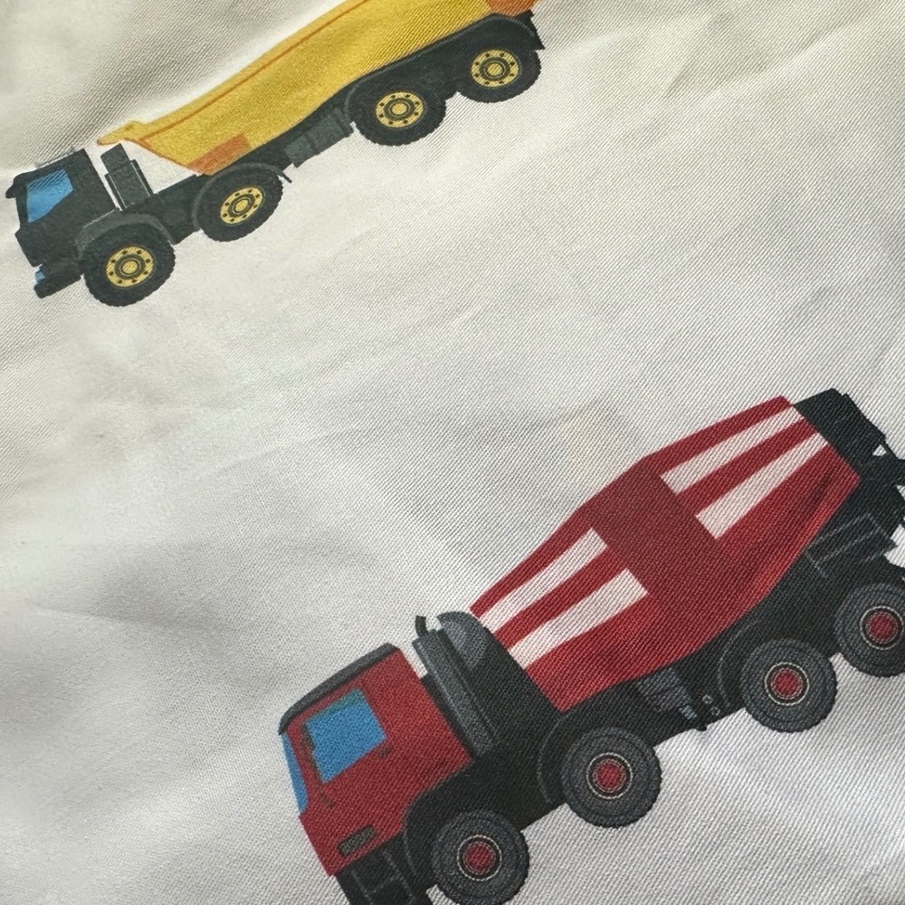 Construction Truck Fitted Crib Sheet White Toddler Bedding Excavator Crane Print - Picture 5 of 5